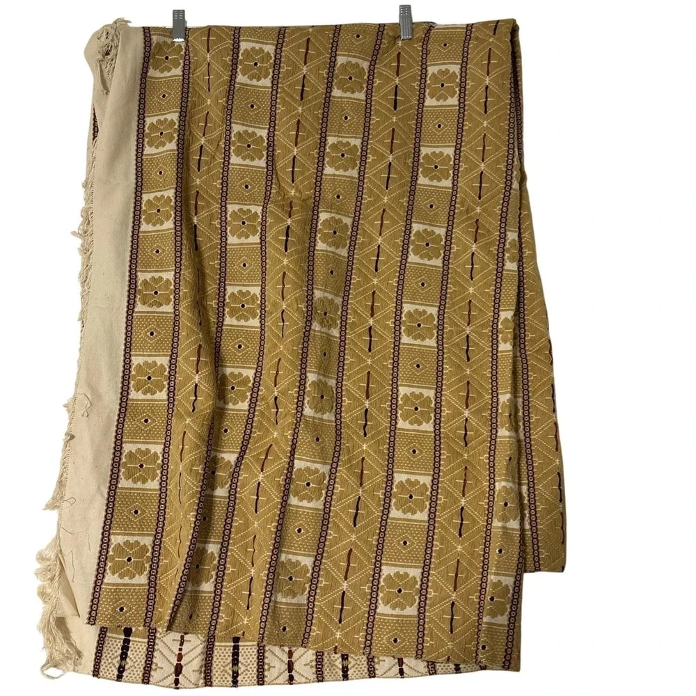 Vintage Rukotvorine Zagreb Croatian Hand Woven Blanket Throw Folk Motifs 1981